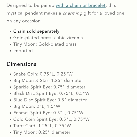 Anthropologie "Build a Necklace" Mystical Charm - gold little moon - Picture 3 of 5